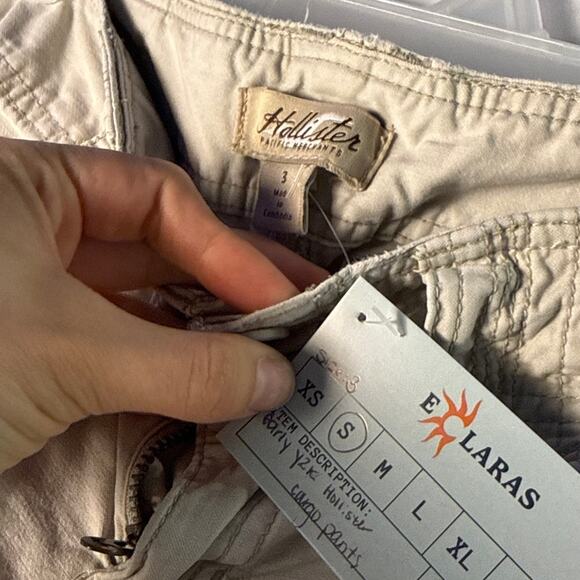 Y2K Hollister Cargo Pants Straight Leg Multi Pockets Light Wash Women's 3/Small - Picture 4 of 4